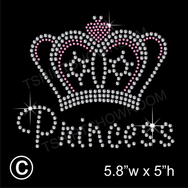 Princess Crown/Tiara with Magic Wand Hotfix Rhinestone Transfer Diamante Motif Iron on Applique