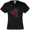 NUMBER 9 WITH CROWN & WAND GIRLS T SHIRT, RHINESTONE EMBELLISHED BIRTHDAY T SHIRT, ELEGANT GIFT FOR THEIR BIG DAY