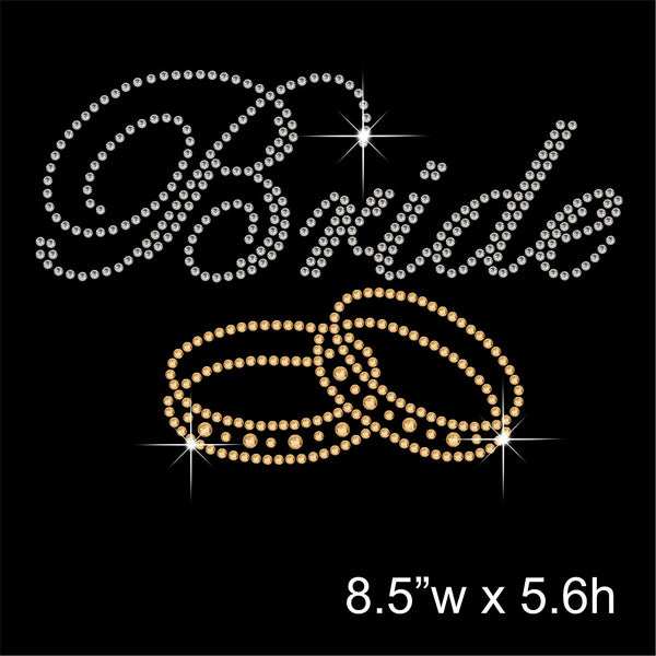 Bride with Bangles Hotfix Rhinestone Transfer Diamante Motif, Iron-on Applique