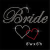 Bride with two Hearts Hotfix Rhinestone Transfer Diamante Motif, Iron on Applique