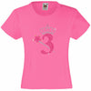 NUMBER 3 WITH CROWN & WAND GIRLS T SHIRT, RHINESTONE EMBELLISHED BIRTHDAY T SHIRT, ELEGANT GIFT FOR THEIR BIG DAY