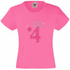 NUMBER 4 WITH CROWN & WAND GIRLS T SHIRT, RHINESTONE EMBELLISHED BIRTHDAY T SHIRT, ELEGANT GIFT FOR THEIR BIG DAY