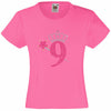 NUMBER 9 WITH CROWN & WAND GIRLS T SHIRT, RHINESTONE EMBELLISHED BIRTHDAY T SHIRT, ELEGANT GIFT FOR THEIR BIG DAY