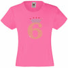 NUMBER 6 IN GOLD COLOUR WITH TIARA GIRLS T SHIRT, RHINESTONE EMBELLISHED BIRTHDAY T SHIRT, ELEGANT GIFT FOR THEIR BIG DAY