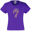 NUMBER 7 IN GOLD COLOUR WITH TIARA GIRLS T SHIRT, RHINESTONE EMBELLISHED BIRTHDAY T SHIRT, ELEGANT GIFT FOR THEIR BIG DAY