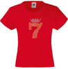 NUMBER 7 IN GOLD COLOUR WITH TIARA GIRLS T SHIRT, RHINESTONE EMBELLISHED BIRTHDAY T SHIRT, ELEGANT GIFT FOR THEIR BIG DAY