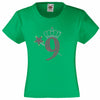 NUMBER 9 WITH CROWN & WAND GIRLS T SHIRT, RHINESTONE EMBELLISHED BIRTHDAY T SHIRT, ELEGANT GIFT FOR THEIR BIG DAY