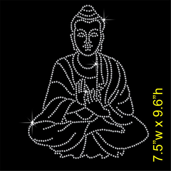Meditating Buddha Hotfix Rhinestone Transfer Diamante Motif, Iron-on Applique