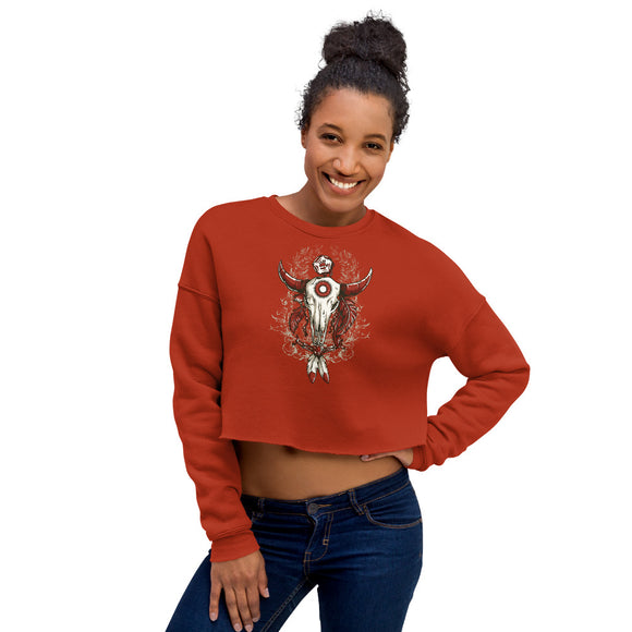 Women's Crop Sweatshirt, Skull design code: 663