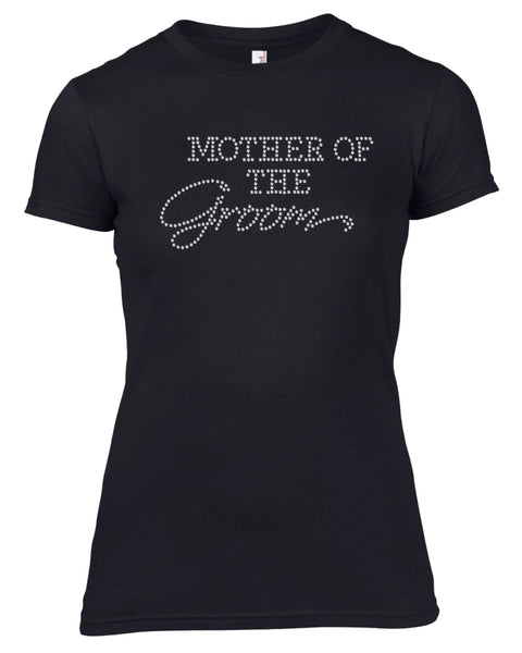 MOTHER OF THE GROOM RHINESTONE EMBELLISHED HEN DO PARTY T SHIRT FOR LADIES