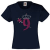 NUMBER 9 WITH CROWN & WAND GIRLS T SHIRT, RHINESTONE EMBELLISHED BIRTHDAY T SHIRT, ELEGANT GIFT FOR THEIR BIG DAY