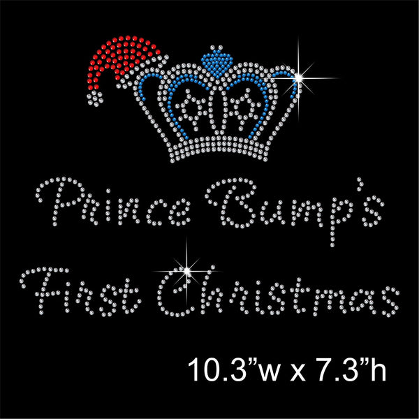 Prince Bump's 1st Christmas Hotfix Rhinestone Transfer Diamante Motif Iron-on Applique