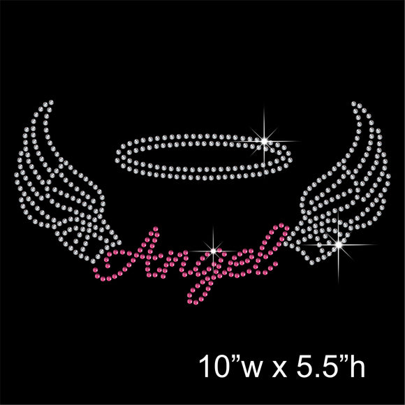 Angel and Wings Hotfix Rhinestone Transfer Diamante Motif, Iron-on Applique
