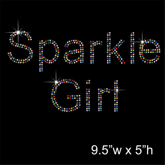 Sparkle Girl Hotfix Rhinestone Transfer Diamante Motif, Iron on Applique