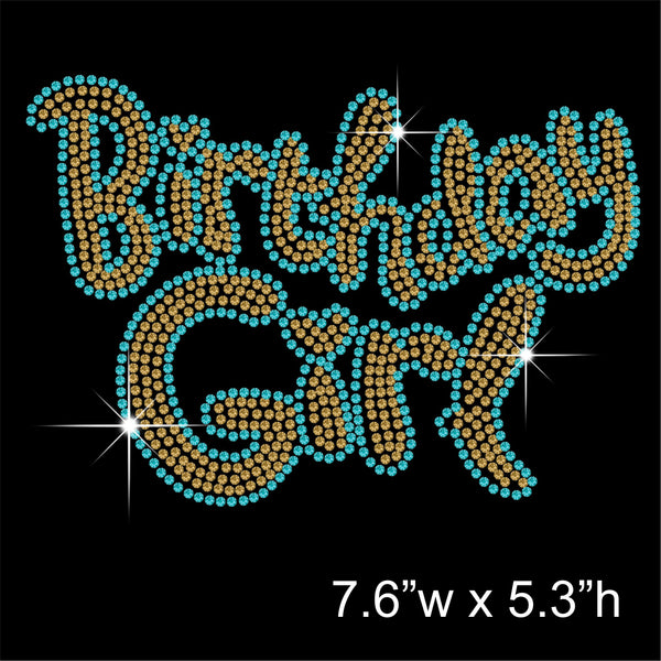 Birthday Girl Hotfix Rhinestone Transfer Diamante Motif, Iron on Applique