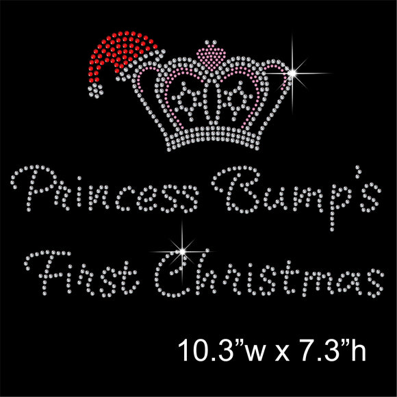 Princess Bump's First Christmas Hotfix Rhinestone Transfer Diamante Motif Iron on Applique