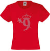 NUMBER 9 WITH CROWN & WAND GIRLS T SHIRT, RHINESTONE EMBELLISHED BIRTHDAY T SHIRT, ELEGANT GIFT FOR THEIR BIG DAY