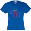 NUMBER 10 WITH CROWN & WAND GIRLS T SHIRT, RHINESTONE EMBELLISHED BIRTHDAY T SHIRT, ELEGANT GIFT FOR THEIR BIG DAY