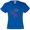 NUMBER 6 WITH CROWN & WAND GIRLS T SHIRT, RHINESTONE EMBELLISHED BIRTHDAY T SHIRT, ELEGANT GIFT FOR THEIR BIG DAY