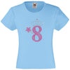 NUMBER 8 WITH CROWN & WAND GIRLS T SHIRT, RHINESTONE EMBELLISHED BIRTHDAY T SHIRT, ELEGANT GIFT FOR THEIR BIG DAY
