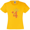 NUMBER 4 WITH CROWN & WAND GIRLS T SHIRT, RHINESTONE EMBELLISHED BIRTHDAY T SHIRT, ELEGANT GIFT FOR THEIR BIG DAY