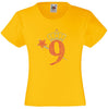 NUMBER 9 WITH CROWN & WAND GIRLS T SHIRT, RHINESTONE EMBELLISHED BIRTHDAY T SHIRT, ELEGANT GIFT FOR THEIR BIG DAY