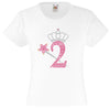 NUMBER 2 WITH CROWN & WAND GIRLS T SHIRT, RHINESTONE EMBELLISHED BIRTHDAY T SHIRT, ELEGANT GIFT FOR THEIR BIG DAY
