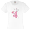NUMBER 4 WITH CROWN & WAND GIRLS T SHIRT, RHINESTONE EMBELLISHED BIRTHDAY T SHIRT, ELEGANT GIFT FOR THEIR BIG DAY